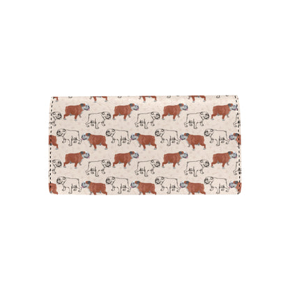 Bulldogs Pattern Print Design 04 Women's Trifold Wallet