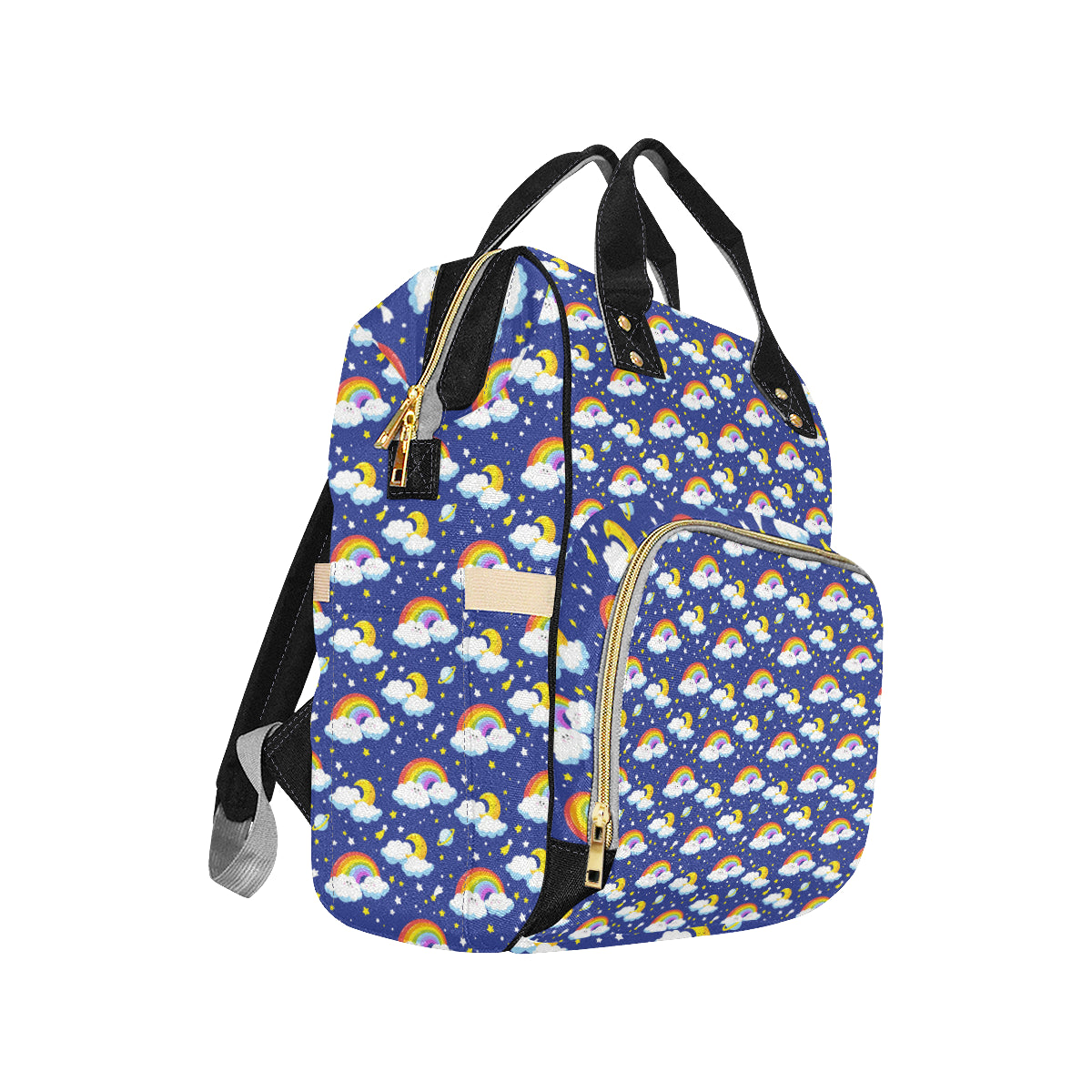 Rainbow Space Design Print Diaper Bag Backpack