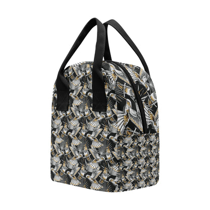 Hummingbird Gold Design Themed Print Insulated Lunch Bag