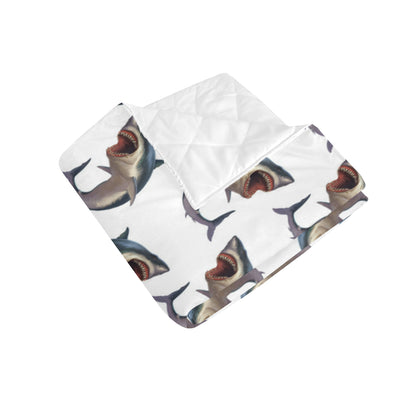 Great White Shark Pattern Print Design 03 Premium Quilt