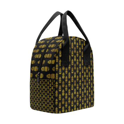 Pineapple Gold Tribal Style Print Insulated Lunch Bag