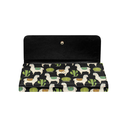 Alpaca Cactus Pattern Print Design 07 Women's Trifold Wallet