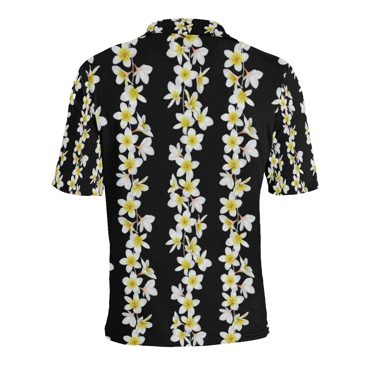 White Plumeria Pattern Print Design PM08 Men Polo Shirt
