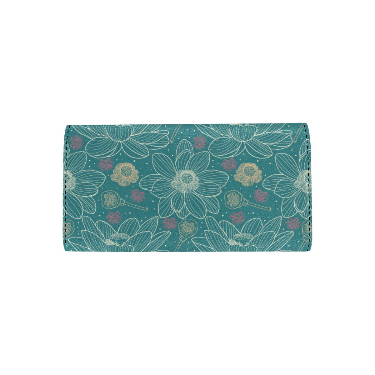Lotus Pattern Print Design 01 Women's Trifold Wallet