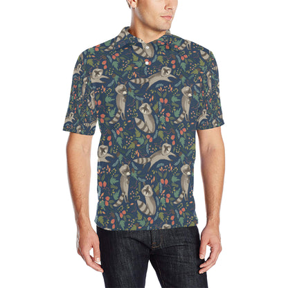 Raccoon Pattern Print Design A02 Men Polo Shirt