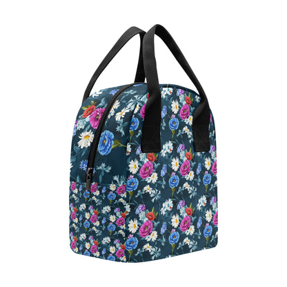Floral Blue Themed Print Insulated Lunch Bag