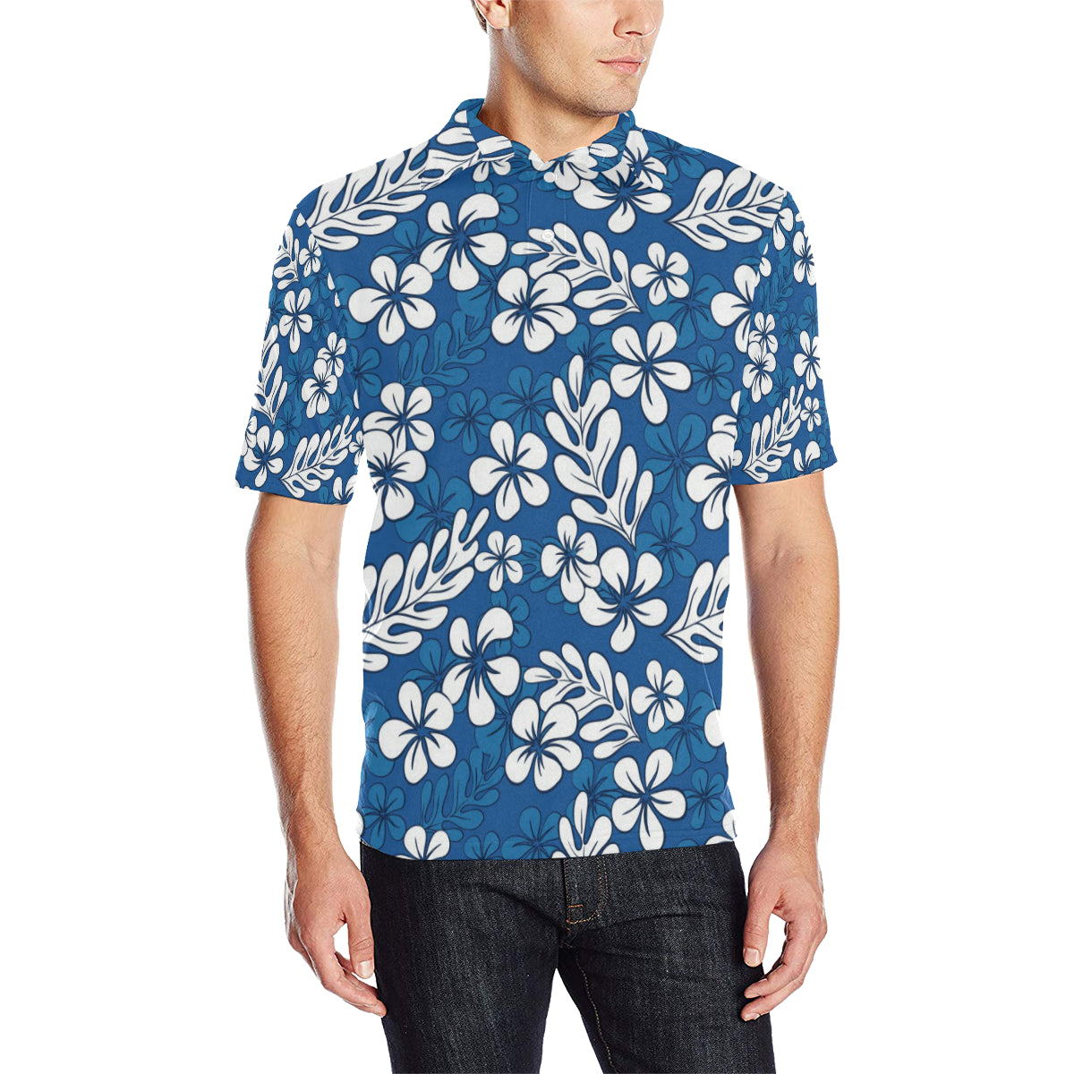 Plumeria Pattern Print Design PM015 Men Polo Shirt
