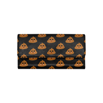 Poop Emoji Pattern Print Design A01 Women's Trifold Wallet