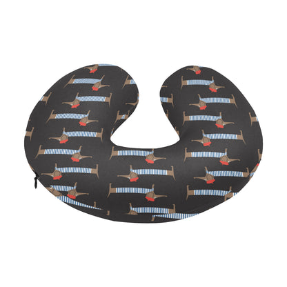 Dachshund Pattern Print Design 04 U-Shaped Travel Neck Pillow
