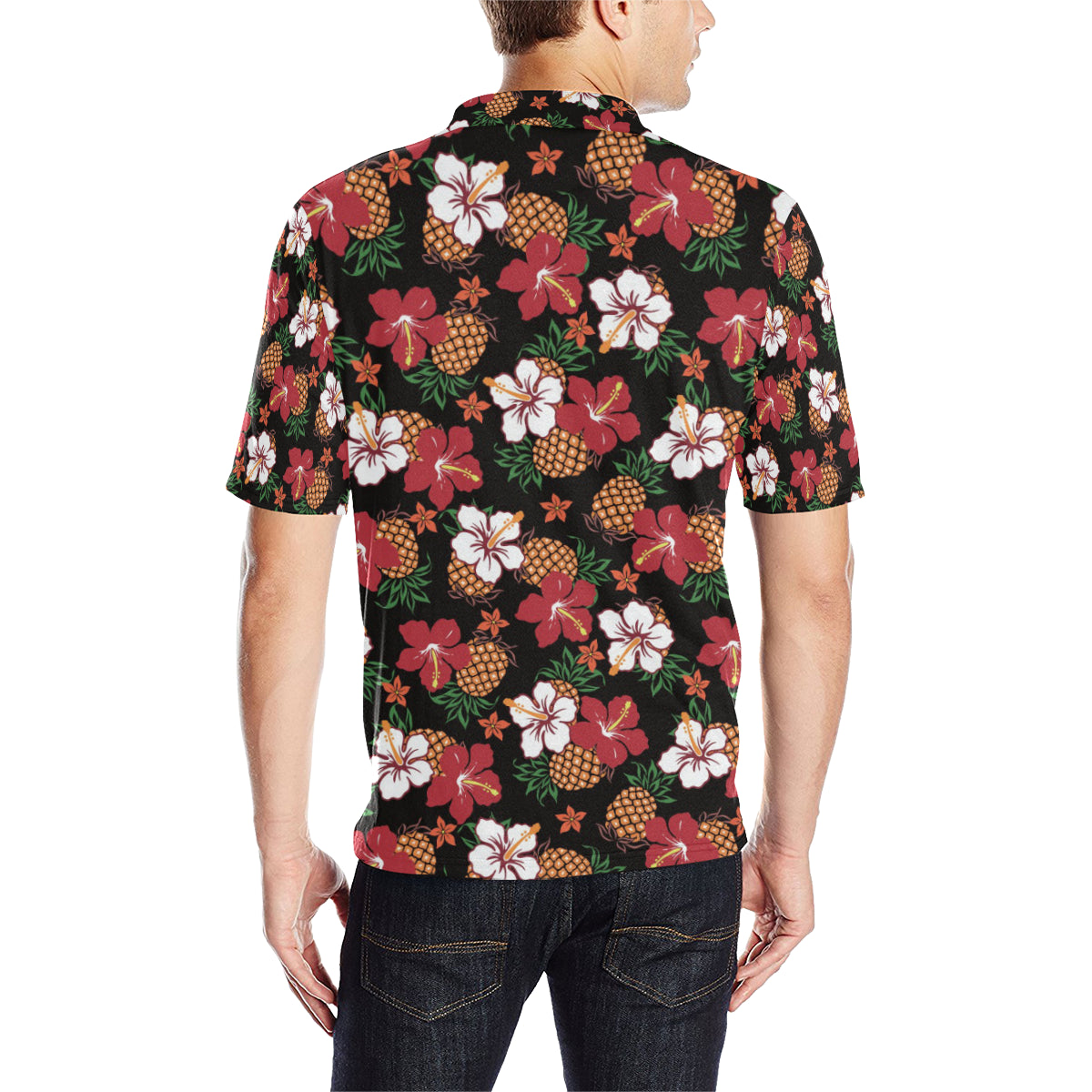 Hawaiian Themed Pattern Print Design H013 Men Polo Shirt