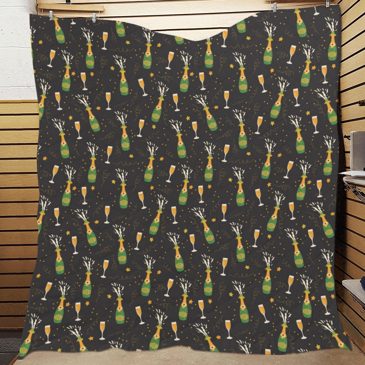 Champagne Pattern Print Design 04 Premium Quilt