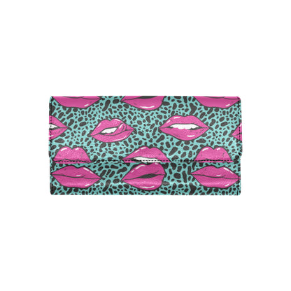 Lip Pattern Print Design 04 Women's Trifold Wallet