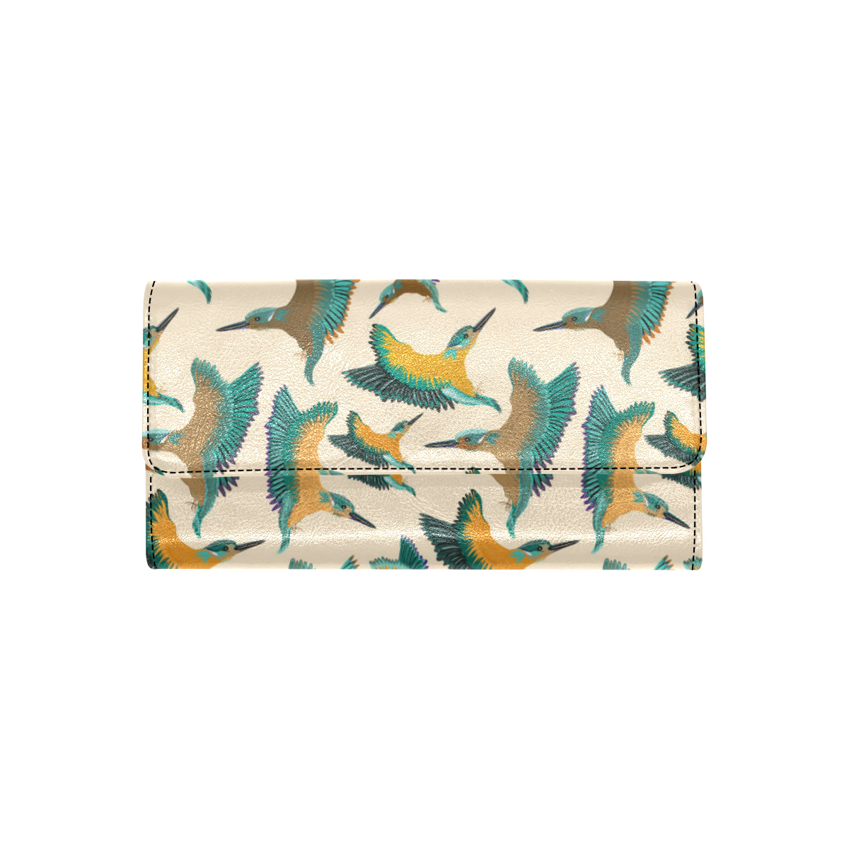 Kingfisher Pattern Print Design 02 Women's Trifold Wallet