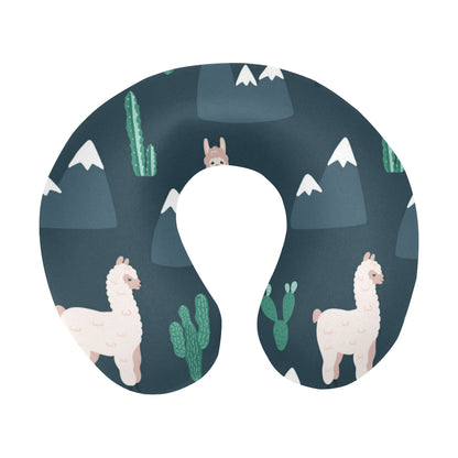 Llama Pattern Print Design 06 U-Shaped Travel Neck Pillow