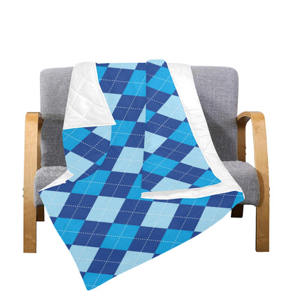 Argyle Blue Pattern Print Design 02 Premium Quilt