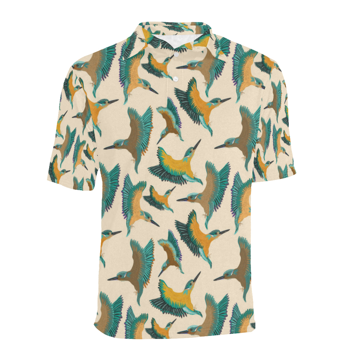 Kingfisher Pattern Print Design 02 Men Polo Shirt
