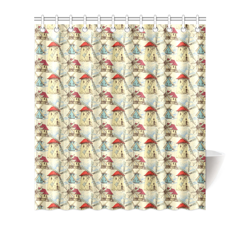 Windmill Pattern Print Design 01 Shower Curtain