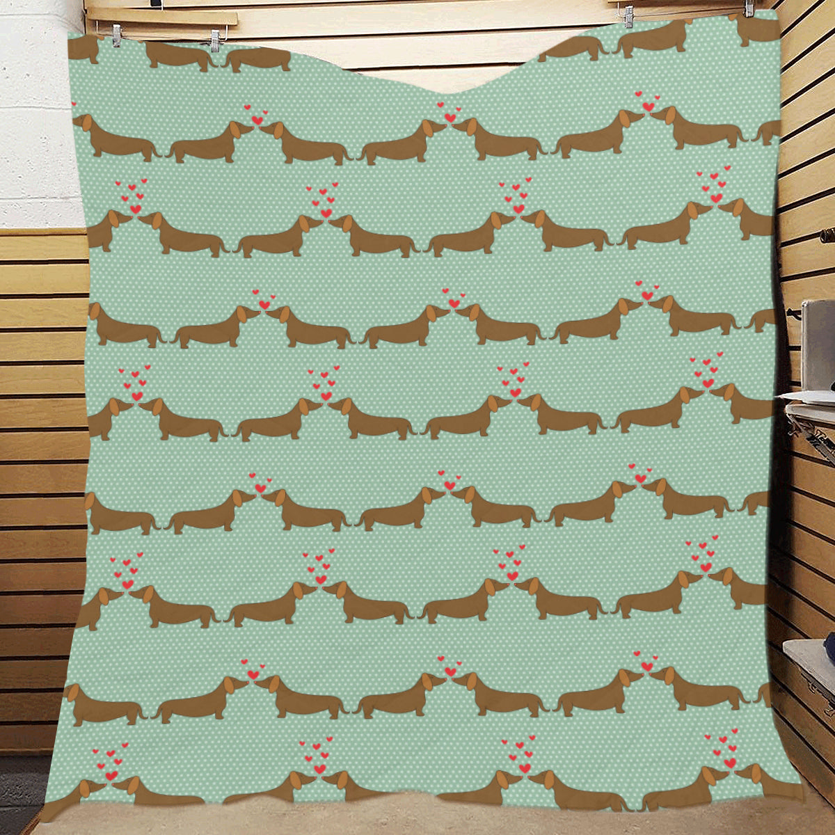 Dachshund Pattern Print Design 02 Premium Quilt