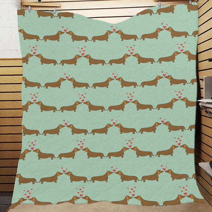 Dachshund Pattern Print Design 02 Premium Quilt