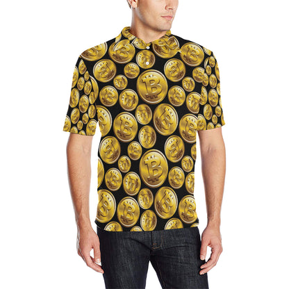 Bitcoin Pattern Print Design DO05 Men Polo Shirt