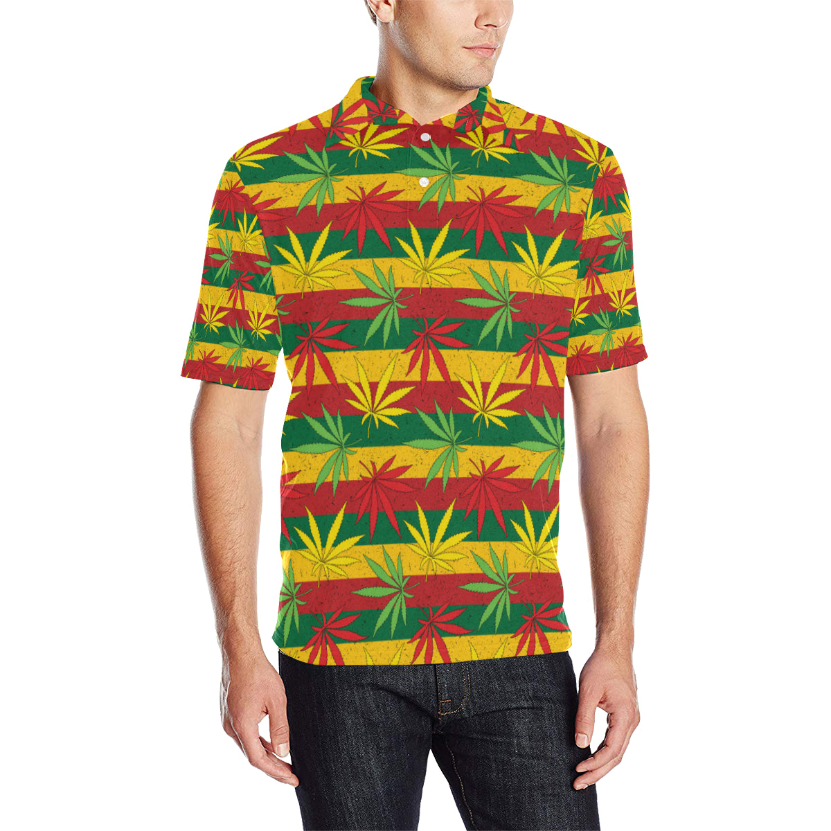 Rasta Pattern Print Design A03 Men Polo Shirt