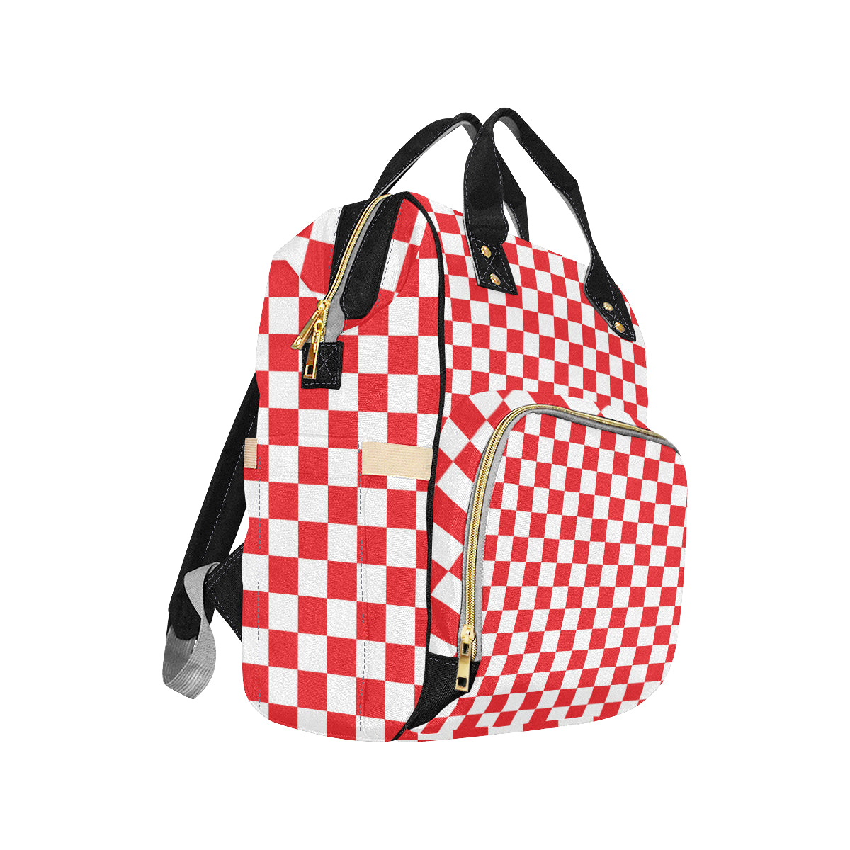 Checkered Red Pattern Print Design 04 Diaper Bag Backpack