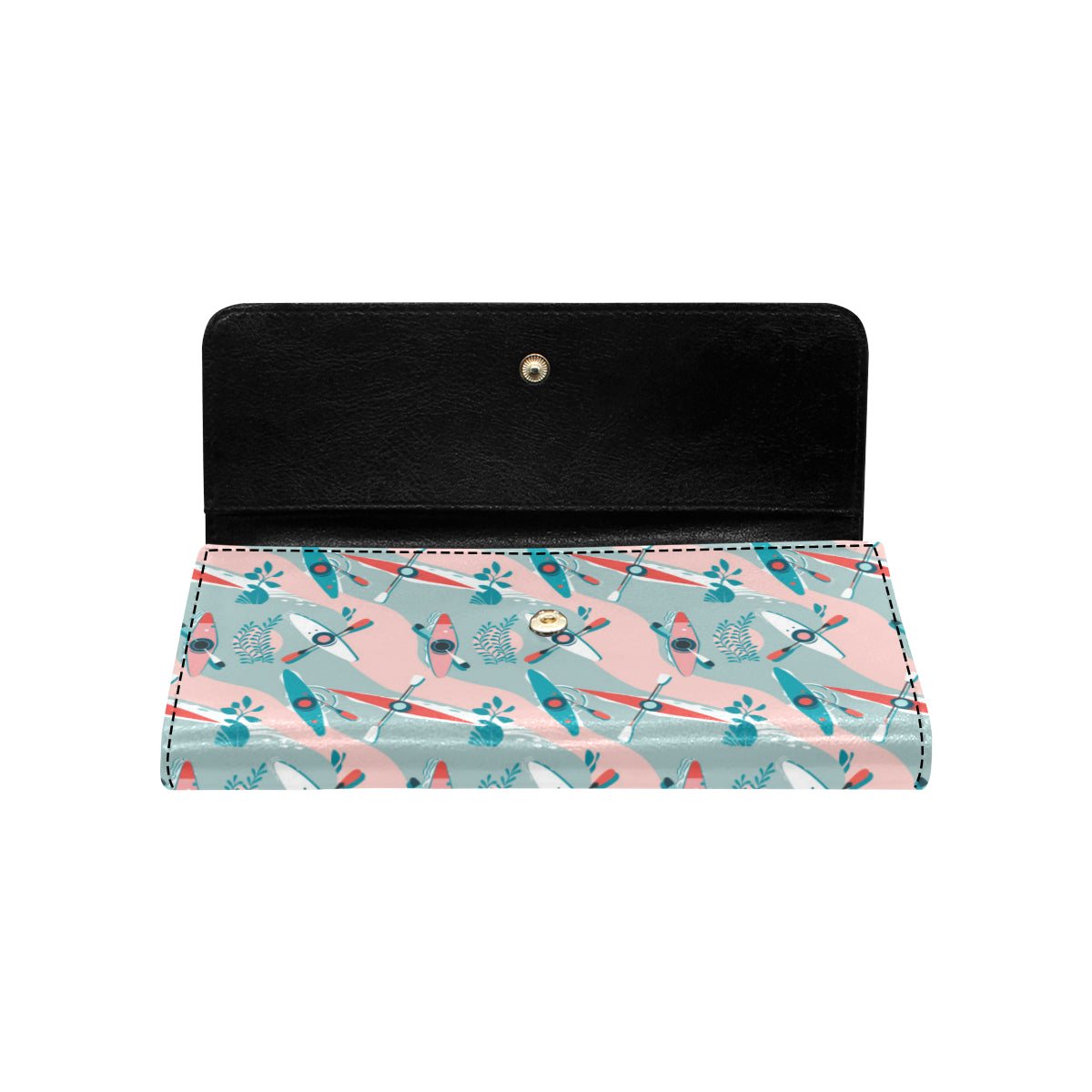 Kayak Pattern Print Design 05 Women's Trifold Wallet