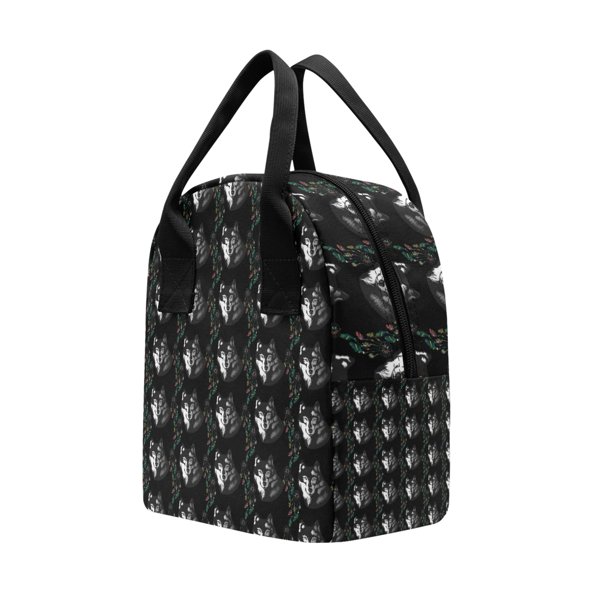 Wolf Black Dream Catcher Design Print Insulated Lunch Bag