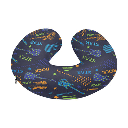 Rock and Roll Pattern Print Design A04 U-Shaped Travel Neck Pillow
