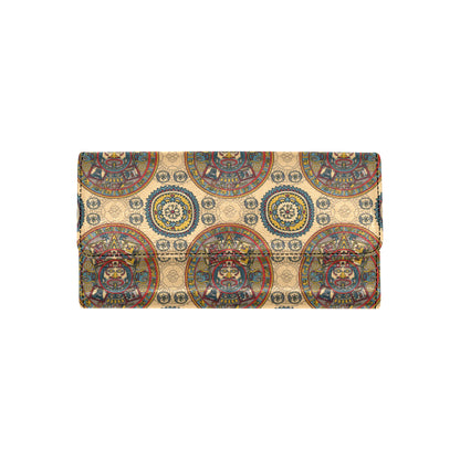 Calendar Aztec Pattern Print Design 02 Women's Trifold Wallet