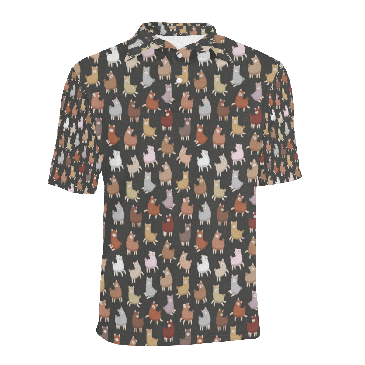 Alpaca Cute Design Themed Print Men Polo Shirt