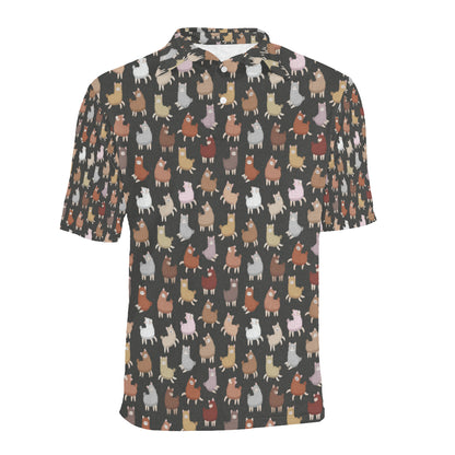 Alpaca Cute Design Themed Print Men Polo Shirt