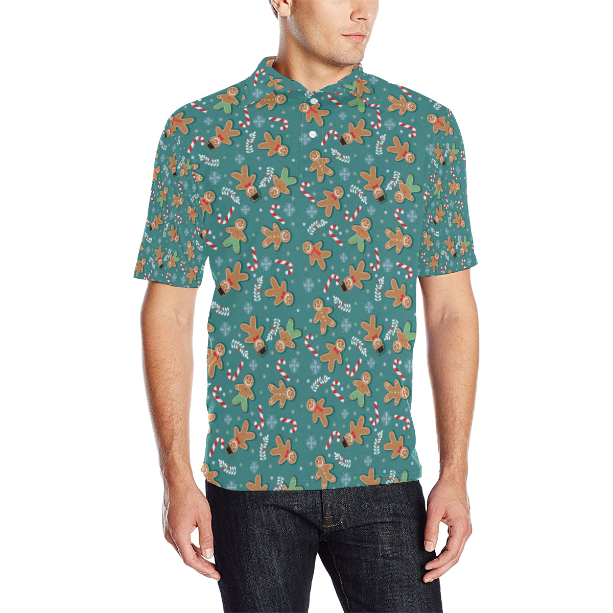 Gingerbread Pattern Print Design 05 Men Polo Shirt