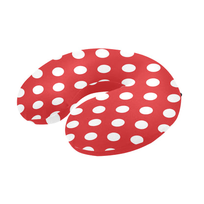 Polka Dot Red Pattern Print Design 04 U-Shaped Travel Neck Pillow
