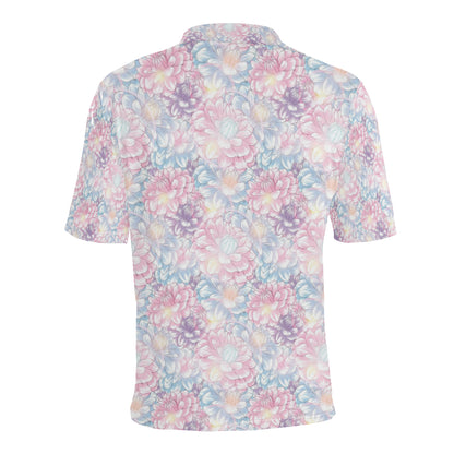 Dahlia Pattern Print Design 01 Men Polo Shirt