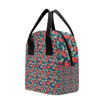 Sloth Red Design Themed Print Insulated Lunch Bag