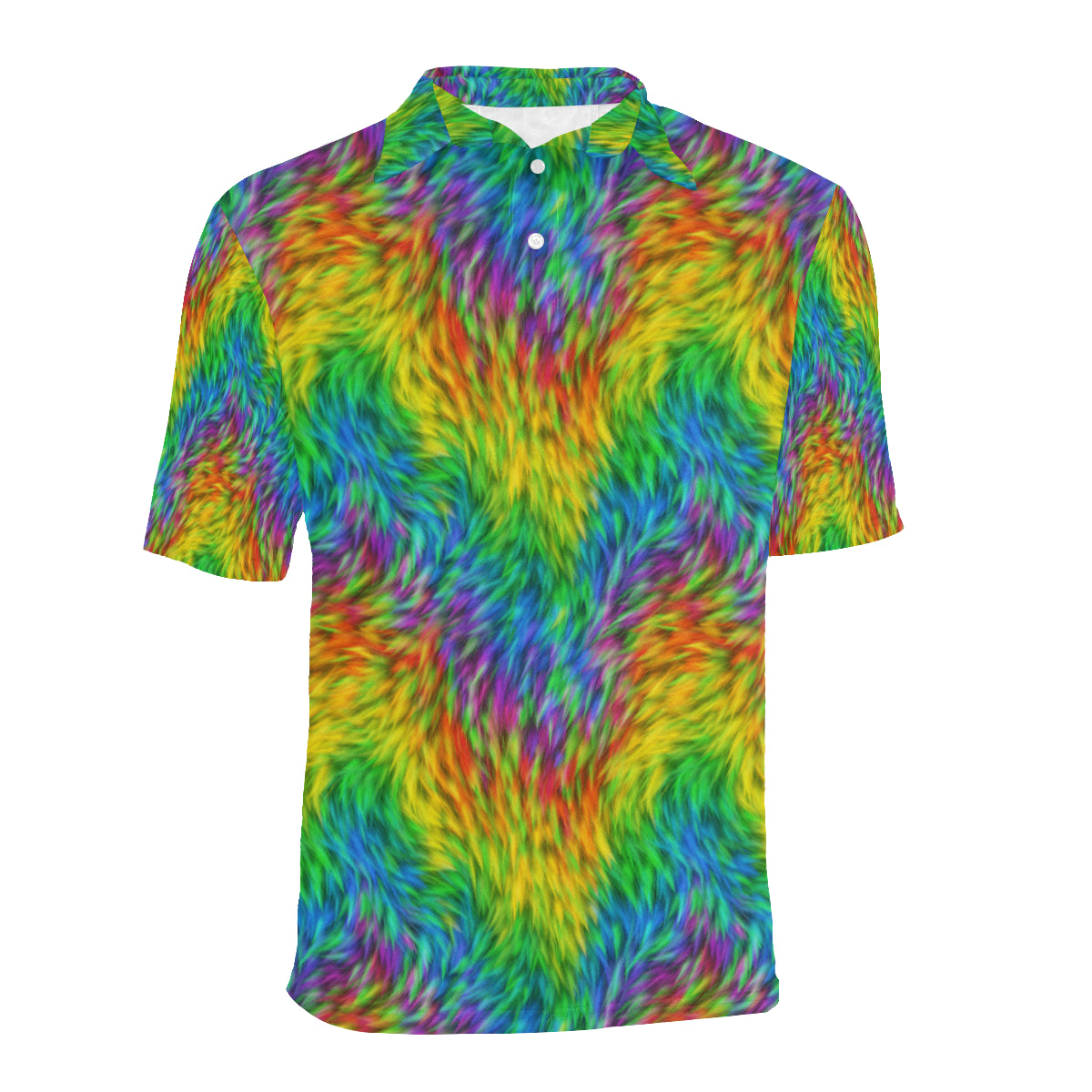 Rainbow Fur Design Print Men Polo Shirt