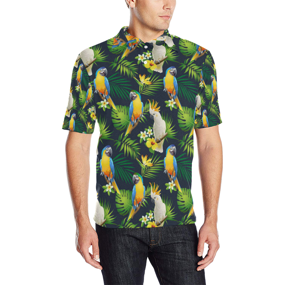 Parrot Pattern Print Design A03 Men Polo Shirt
