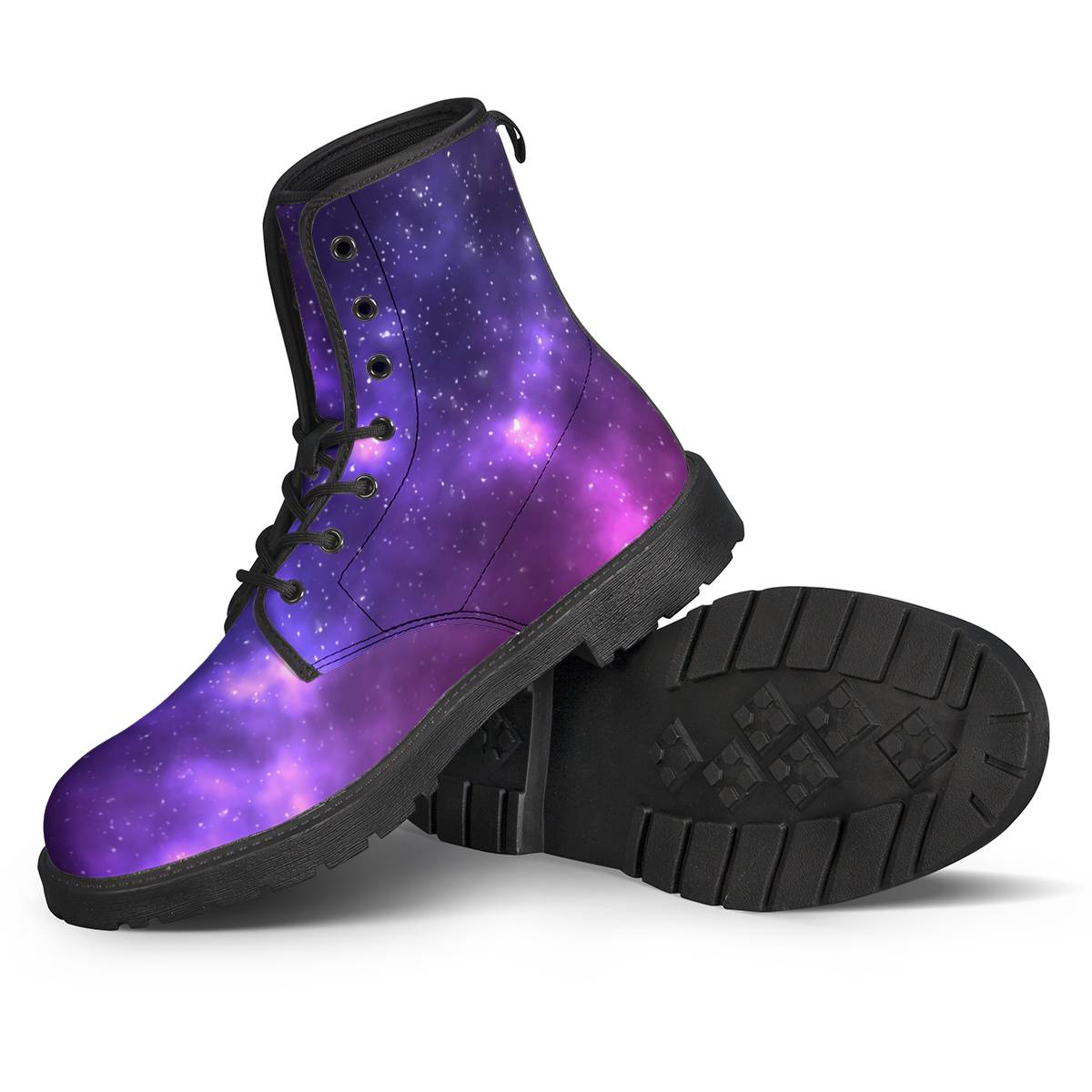 Celestial Purple Blue Galaxy Women Leather Boots