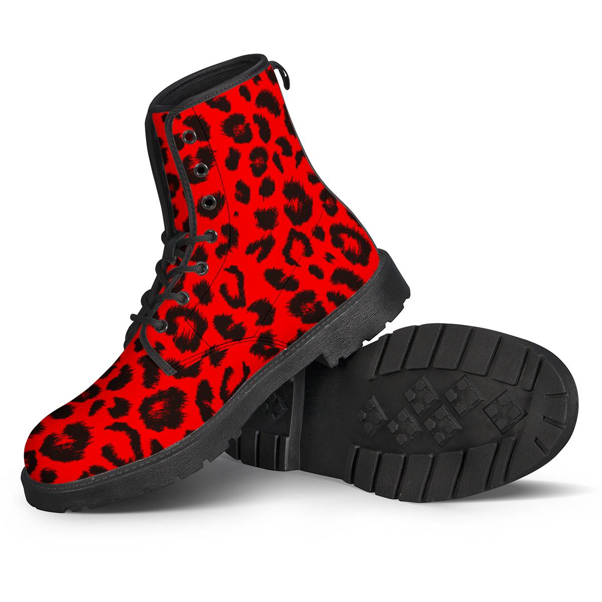 Leopard Red Skin Print Women Leather Boots