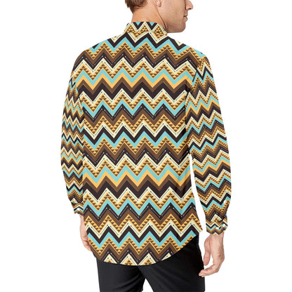 Southwest Pattern Print Design LKS301 Men's Long Sleeve Dress Shirt