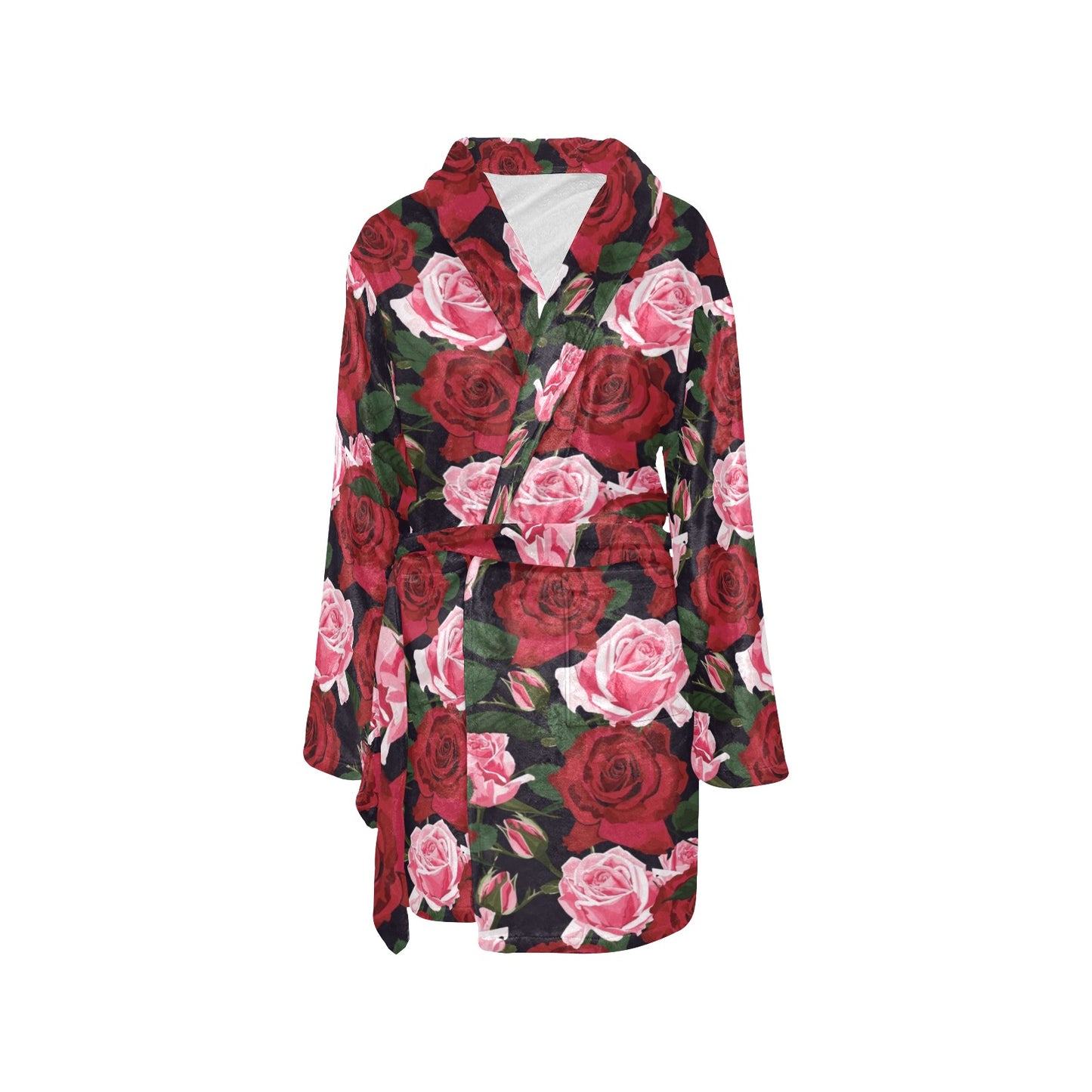 Rose Red Pink Pattern Print Design RO01 Women's Fleece Robe