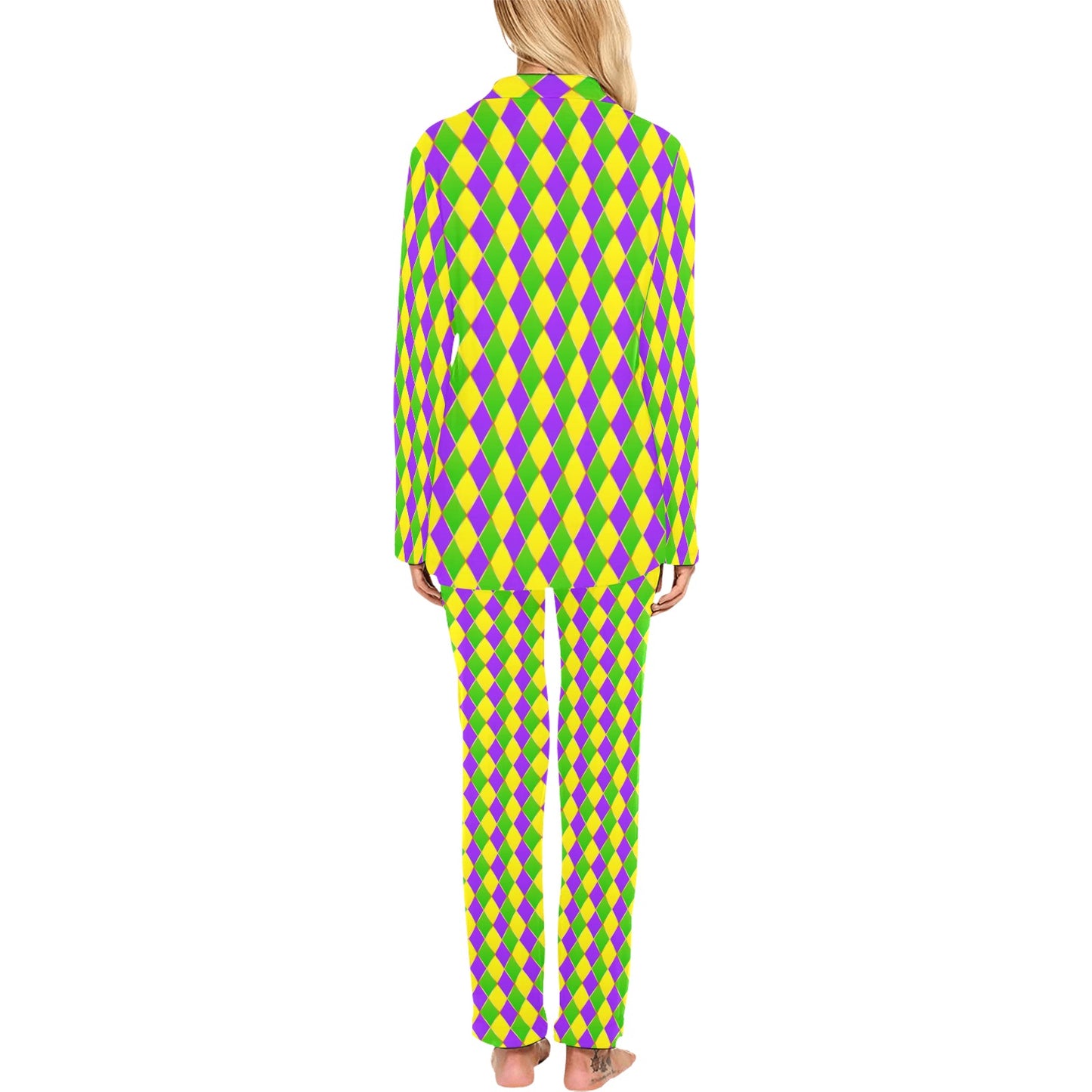 Mardi Gras Pattern Print Design 01 Women's Long Pajama Set