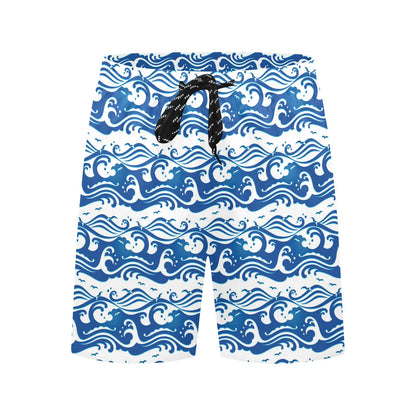 Wave Print Design LKS303 Men's Swim Trunks Beach Shorts