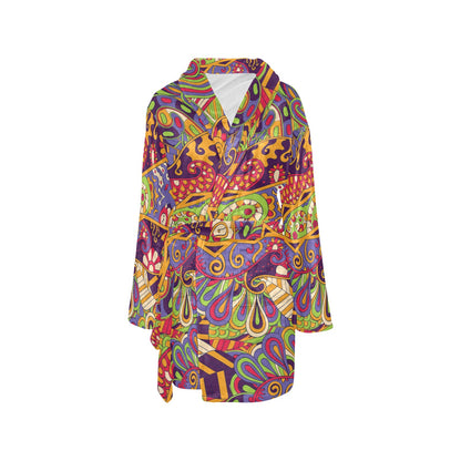 Funky Retro Pattern Print Design A04 Women's Fleece Robe