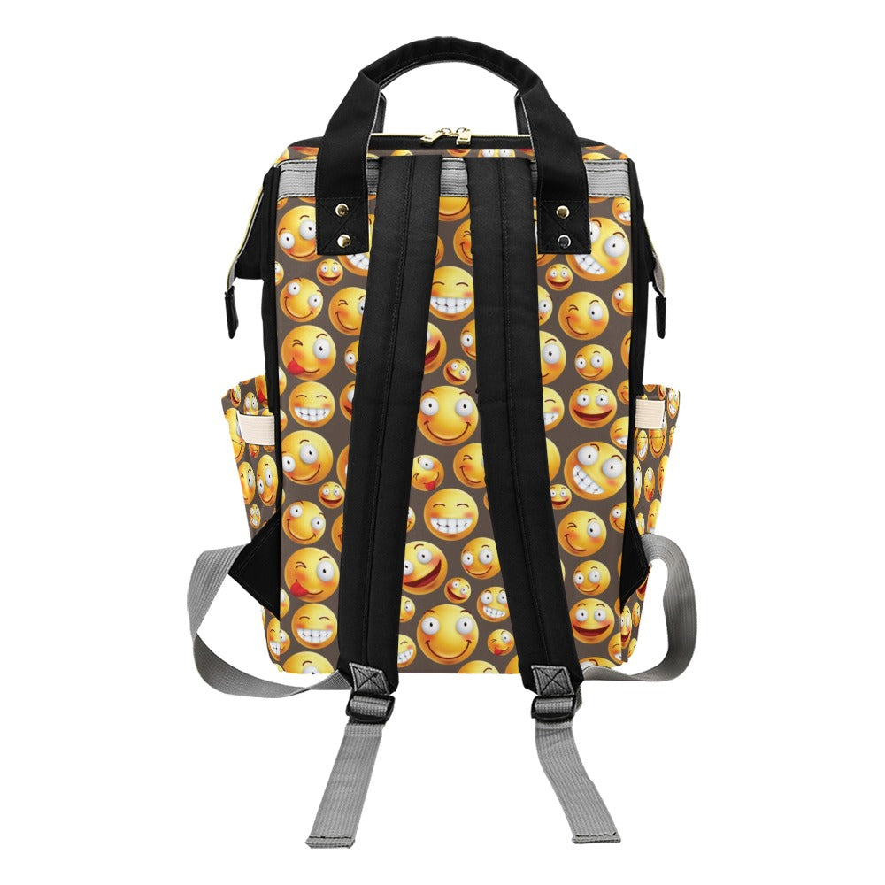 Smiley Face Emoji Print Design LKS303 Diaper Bag Backpack