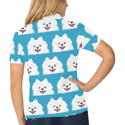 Pomeranians Pattern Print Design A05 Women's Polo Shirt