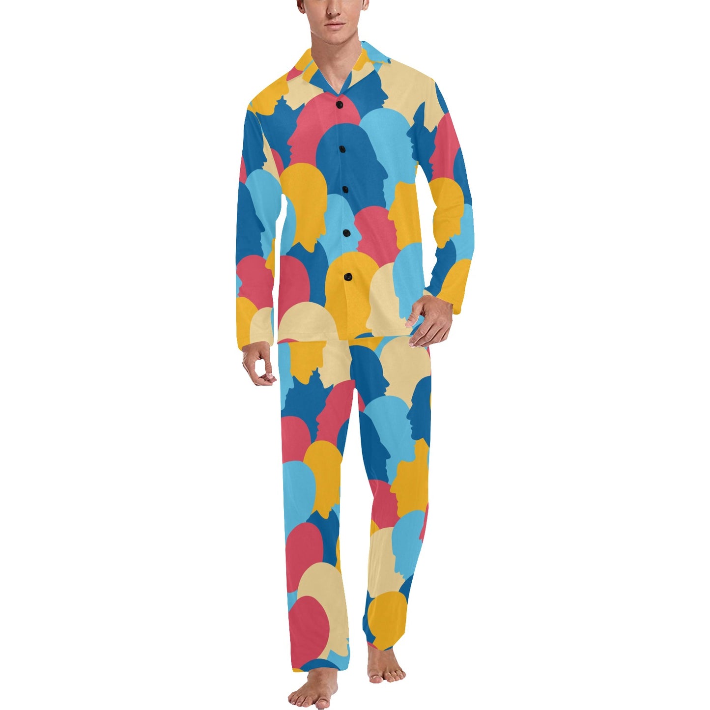 Psychology Pattern Print Design A02 Men's Long Pajama Set