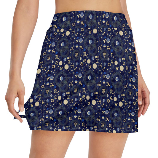 ZodiacThemed Design Print 17" Golf & Pickleball Skort with Pockets