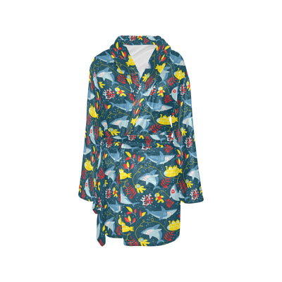 Scuba With Sharks Print Design LKS303 Women's Fleece Robe